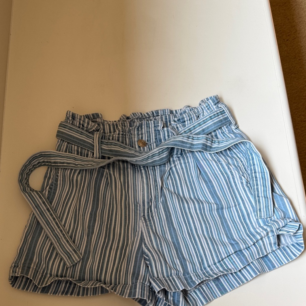 American Eagle Outfitters Blue Striped High Waist Shorts